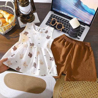 Girls' Vest Set, Summer Children's Clothing Printed Two-piece Set