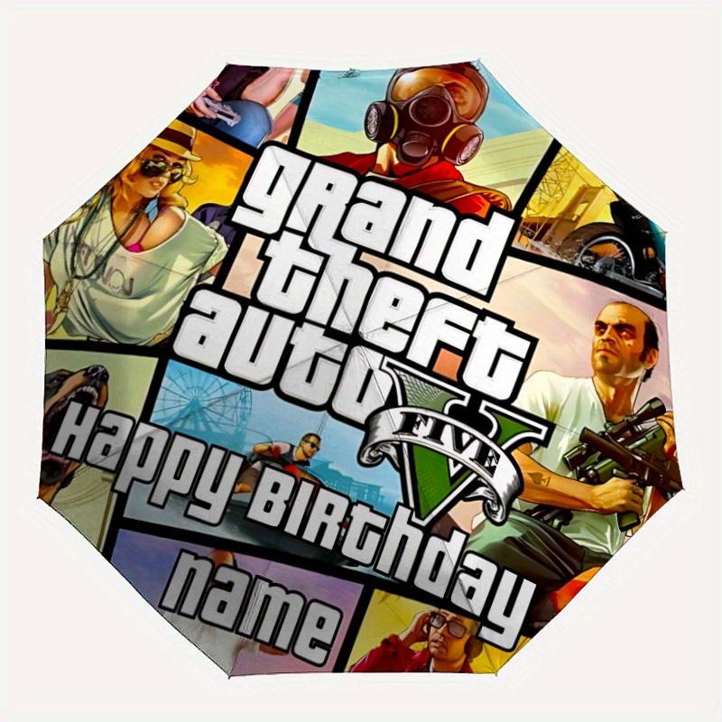 

Автоматический складной зонт GTA для дня рождения с прочным железным каркасом, портативный компактный дорожный зонт, всесезонный, для вечеринок 0807045