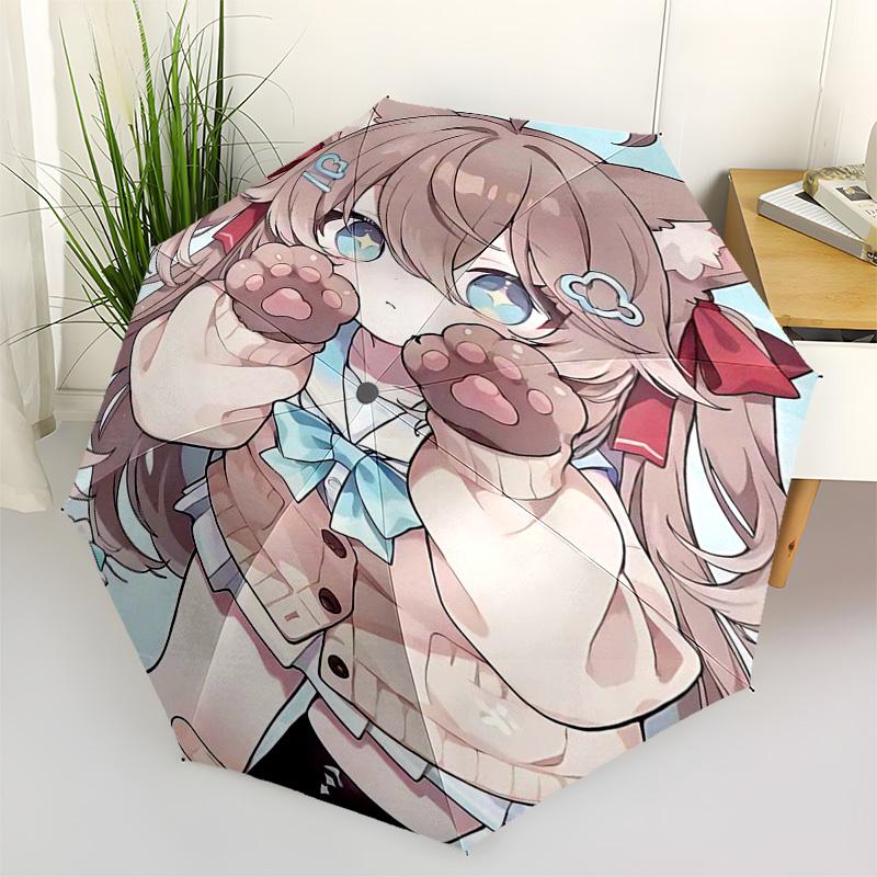 

1pc Kawaii Cat Ears Outdoor Umbrella - Automatic Opening & Closing, Portable 3-Fold Design with 8-Bone Iron Frame, Perfect for Fans, Travelers, D