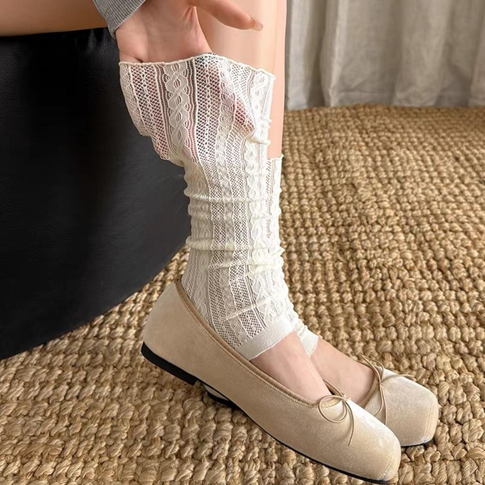 Guêtres à volants plissés Chaussettes fines pour les jambes Élégantes couvre-jambes pour femmes