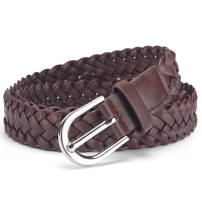 Modieuze Gevlochten Vintage Damesriem – Stijlvolle Veelzijdige Slim-Fit Lederen Riem voor Casual Broeken en Jurken Geen Gaten 110cm 2.5cm black