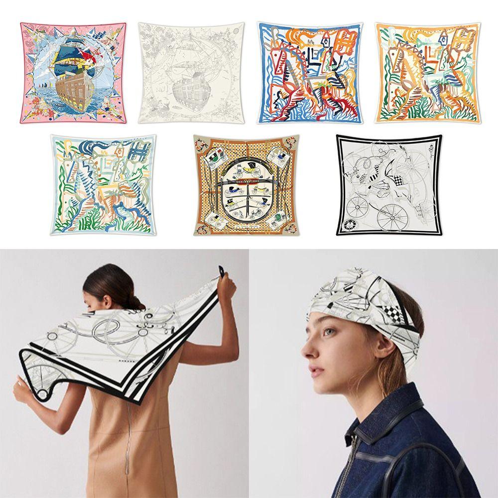 

Квадратные шарфы 90 см Пляжные шали Модный шелковый шарф