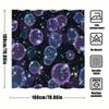 1Pc Cosmic Bubbles Bath Curtain - Whimsical Space Theme With Glowing Blue Purple Yellow Orbs & Twinkling Starry Night Sky Design
