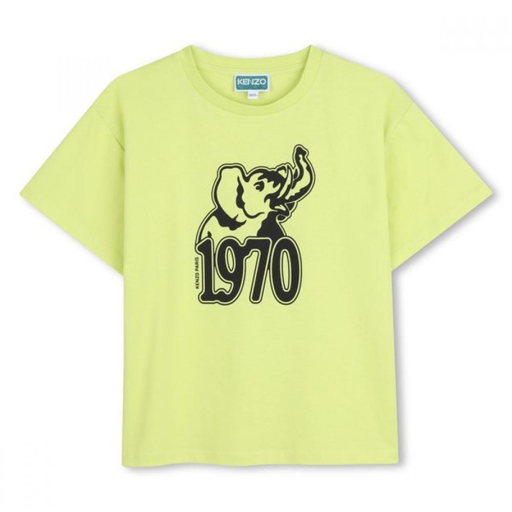 

Kenzo Kids Eden Jungle 1970 ElephanT T shirT 3 12 Years yellow green/3Age_94CM