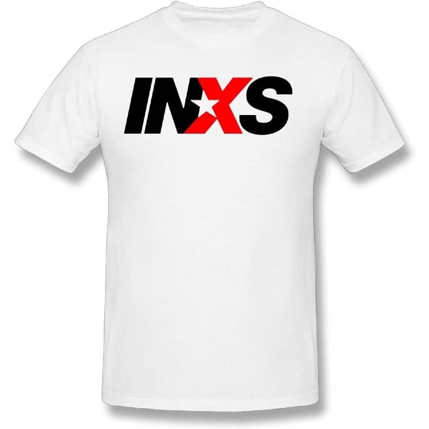Classic Crewneck Cotton Tshirt INXS Men Rock Tour T Shirt Band Punk Pop Mens Top Tee White S белый