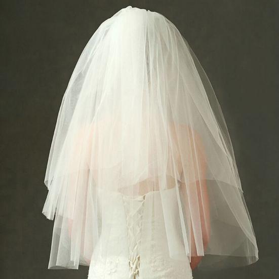 Wedding Veil, Bridal Veil with Metal Hair Comb, Veils for Women Wedding, 2 Tiers White Bridal Veils with Comb, Tulle Veils for Stable Wedding
