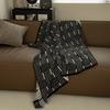 Vintage Black-White Striped Knitted Sofa Throw Blanket - Single-Person Office Nap Shawl AC Blanket