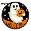 Halloween Themed Party Decor LED Glowing Hanging Decor, Acrylic Window Ornament with Light, Spooky High-quality Signage Sign for Door Wall Haunted