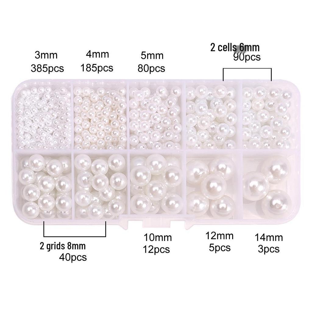 10-Grid ABS Pearl Bead Set for DIY Bracelets and Phone Chains