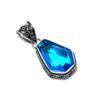 Coffin Shape Swiss Blue Topaz Pendant, 925 Sterling Silver Pendant, Handmade Pendant, Coffin Gemstone Jewelry, Silver Jewelry For Women Gift