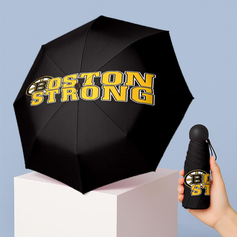 Boston Bruins Printed 5?Fold Mini Umbrella 8?Rib Windproof Compact Umbrella For Women Pocket Carry