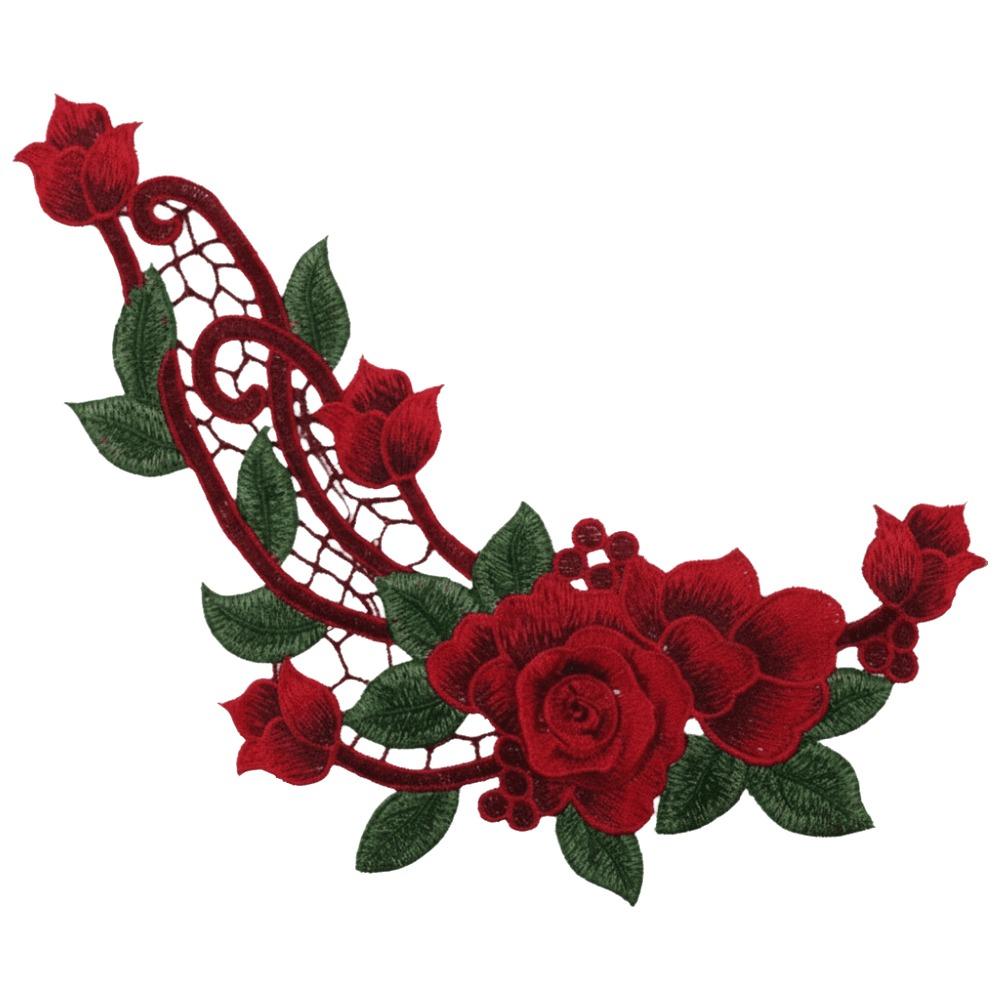 Red 30*20CM 3D Flower Embroidery Patch Sew On Patch Clothing Accessories  Home
