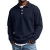 Men's Casual Long Sleeve Waffle Knit Polo Shirt Button Collar Pullover Lightweight Comfortable Fit Layering Top