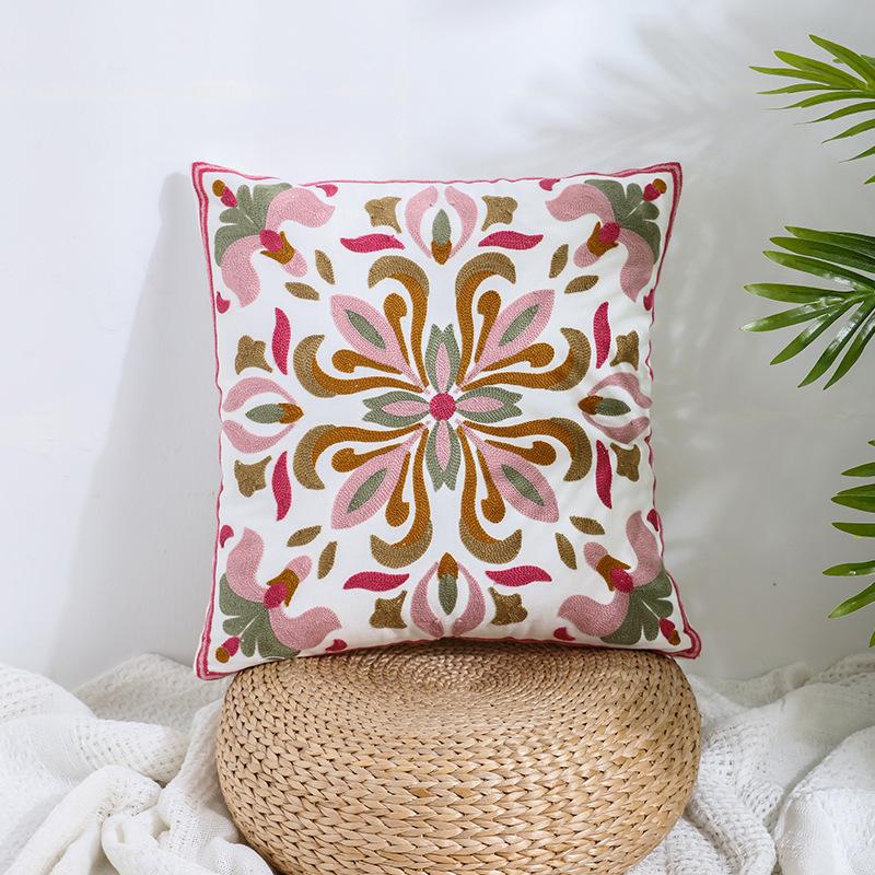 Ins Floral Embroidery Pillow Case Living Room Sofa Decoration Flower Bedroom Bedside Pillow