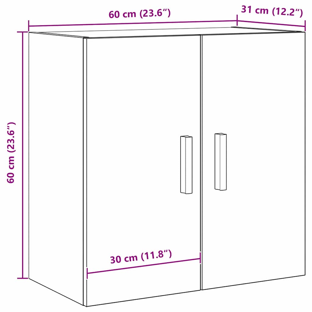 Wall Mounted Cabinet Black Oak Effect 60 x 30 x 60 cm Engineered Wood