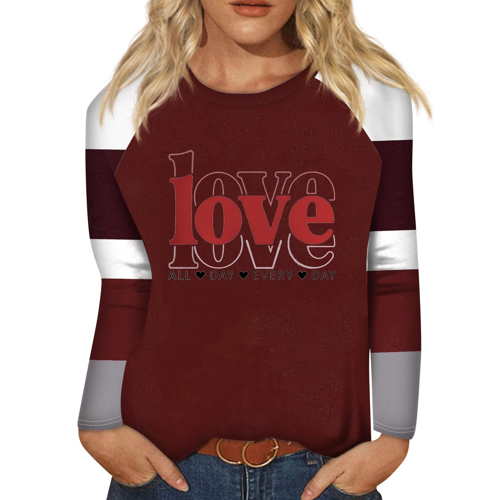 

Жіноча модна повсякденна сорочка з круглим вирізом і довгим рукавом, вільна футболка з принтом, жіночий топ M