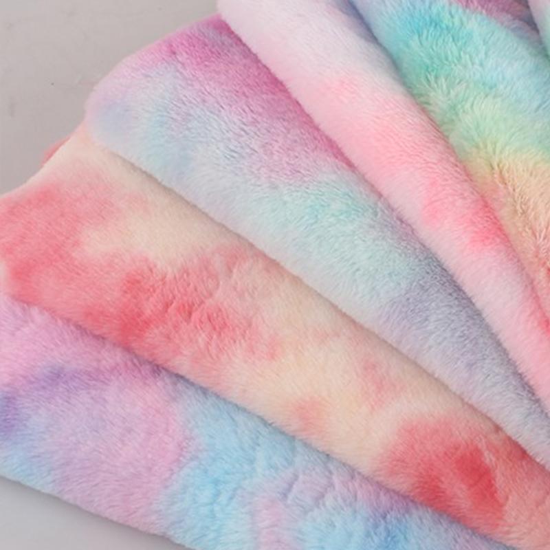 1M Shaggy Tie Dye Faux Rabbit Fur Fabric Gradient Rainbow Fluffy Fur Fabric For Diy Sewing Clothes Scarf Carpet Cosplay Costume