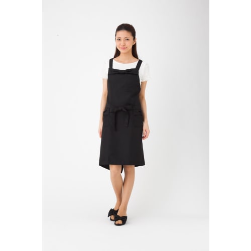 Cute and Stylish Women's Ribbon Apron, Black, TO40