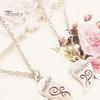 2Pcs/Set Fashion Mother Daughter Flower Carved Love Heart Pendant Necklace Gift