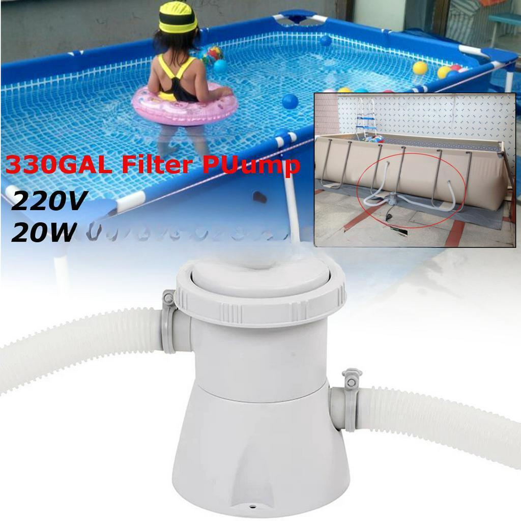 220V 330GAL Swimming Pool Filter Pump Circulation Pump Siphon Principle Swiming Pool Purifier Replaceable Core 20W