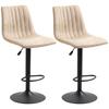 Bar Stools Set of 2 Pieces with Adjustable Height, in Steel and Polyester, 47.5x57.5x95-116 cm, Brown