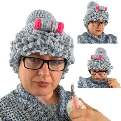 Fashion Curler Wig Hat for Women Funny Knit Curly Hair Hat for Cosplay Party Winter Autumn Role Play Cap Cute Headdress
