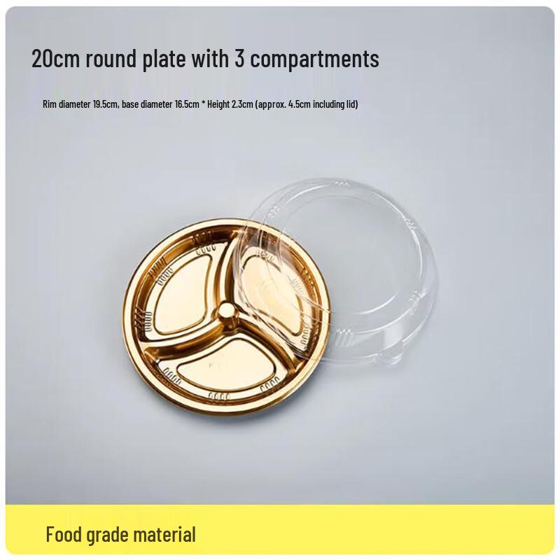 Gold Divided Round Fruit Takeaway Containers