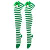 Striped Stockings For Women Over The Knee Long Socks Christmas Green Red Bowknot Long Socks Female Leg Stocking