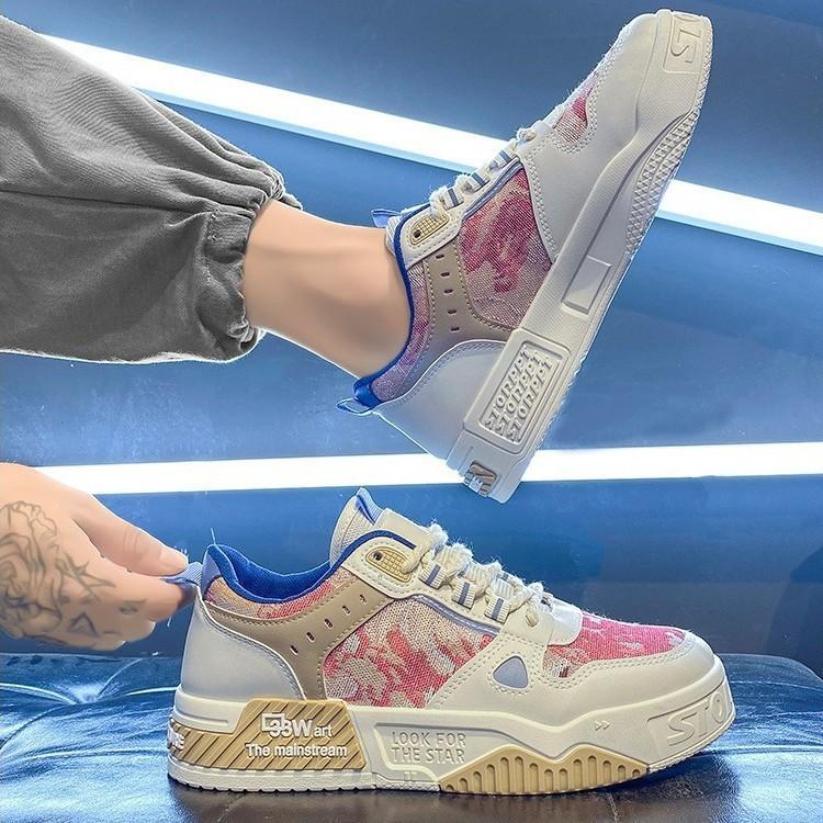 

Popular sports casual shoes men s shoes platform non-slip board shoes niche fashion trend Korean version trendy shoes student mesh shoes 44 красный