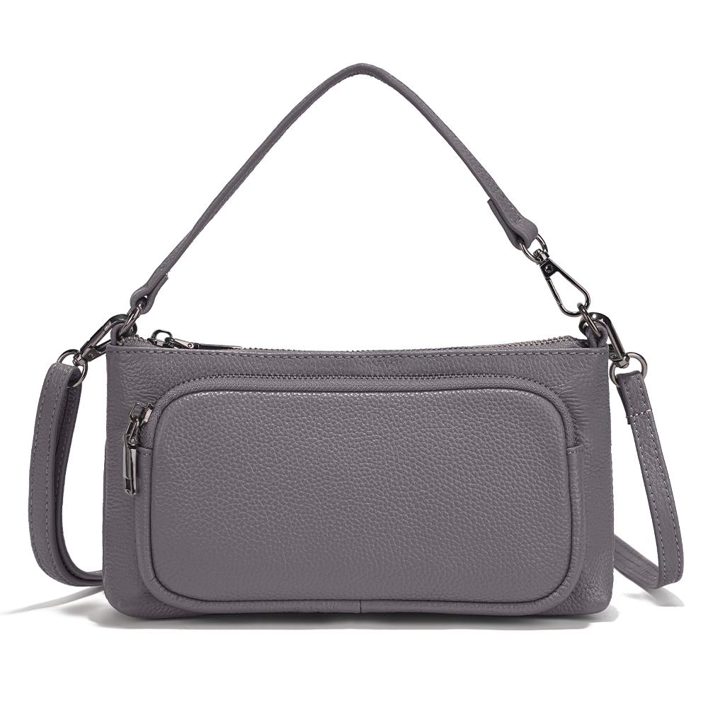 Zency Women's Minimalistic Shoulder Bag Crossbody Multi-pockets Leather Handbag