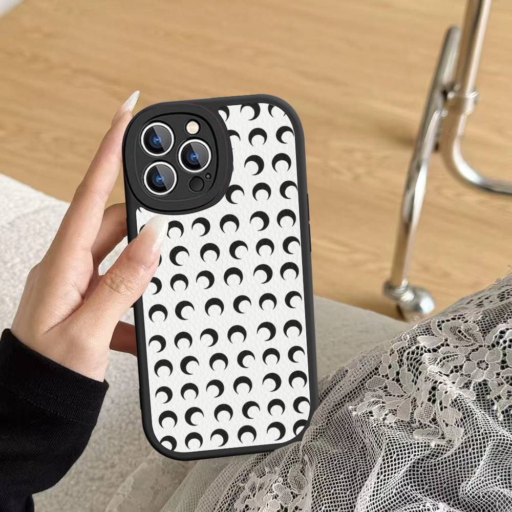 

Luxury M-Marine Serre Phone Case For IPhone 16 15 14 13 12 11 Pro Max Plus Soft Leather Cover iPhone 15 plus