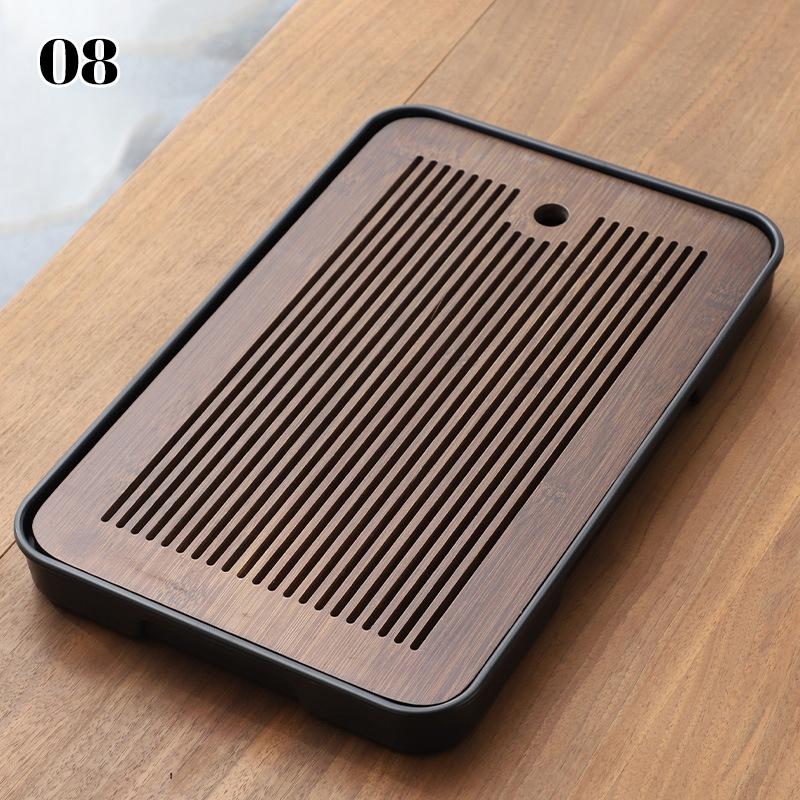 2025 Neo-Chinese Bamboo Tea Tray Kung Fu Tea Set Tray Hollow Out Grid Disk Quick Drainage Storage Tea Tray Dry And Wet Dual Use