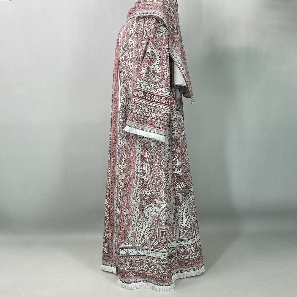 New Fashion Stretch Printed Cardigan Robe with Headscarf