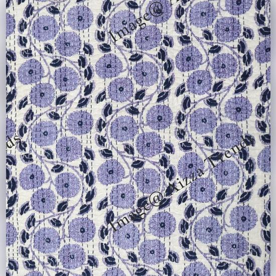 Aizza Trends Cuvertură Kantha din Bumbac Pur Imprimat Lucrată Manual - Aspect Tradițional Cuvertură de Pat Kantha Gudri - Gudri Vintage Cusute Manual