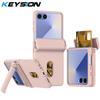 KEYSION Shockproof Case for Samsung Z Flip 7 6 5 5G Hard PC With Hinge Kickstand Card Slot Phone Cover for Galaxy Z Flip 5 6 7