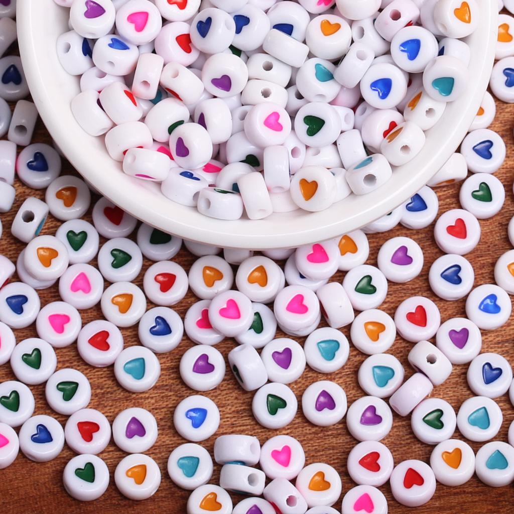 500g cca 2500ks šperkové doplňky 7mm akrylové korálky náhrdelník náramek výroba volných distančních korálků ve tvaru srdce