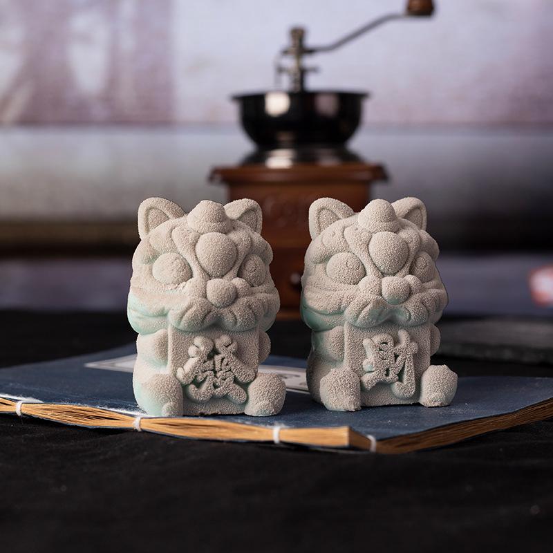 3D Glückslöwe Silikonform Mousse Kuchen 3D Backformen Dessert Restaurant Eiswürfelform Chinesischer Wind Zement Kerzenformen