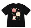 Black Short Sleeve Tshirt Cute Apple Print Crew Neck Tee Kawaii Graphic Casual Streetwear Top Korean Aesthetic Sweet Top Unisex