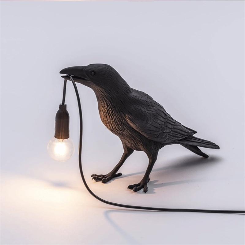 Bird Table Lamp Modern Resin Crow Desk Lamp for Living Room Bedroom Light Wall Sconce Home Decor