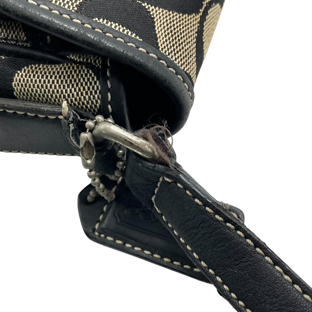 Used COACHShoulder Bag black/beige canvas/leather Women