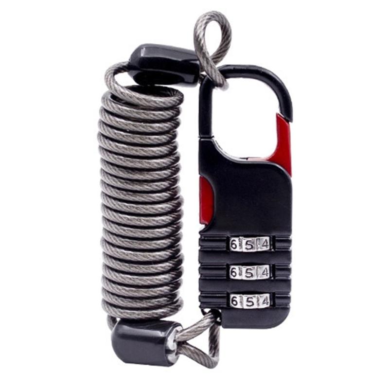 3-Digit Combination Lock Waterproof Padlock Outdoor Mini Wire Rope Combination Lock for Backpacks Trolley Cases Fence
