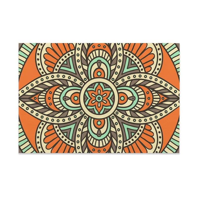 Vintage Mandala Placemats Washable Boho Floral Place Mat for Home Party Dining Tables Wedding Kitchen Banquets Decor
