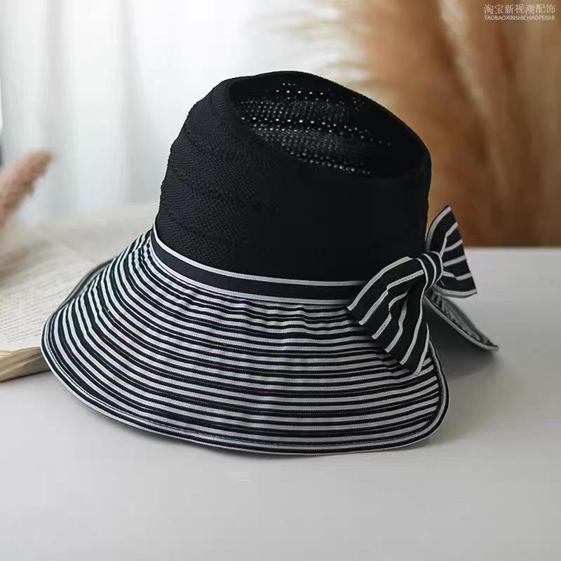 Color Matching Striped Empty Top Sun Hat Children's New Summer Big Brim Sun Protection Hat Light and Breathable Sun Hat