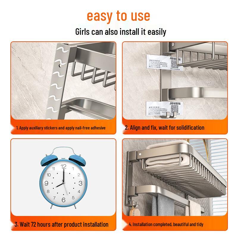 Foldable Wall-Mounted Bathroom Towel Rack with Storage