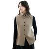 Women's 100% Cashmere Button-Up Vest, Thickened High-Neck Cardigan Sweater, Ideal for Layering As Outerwear Wool Knitwear