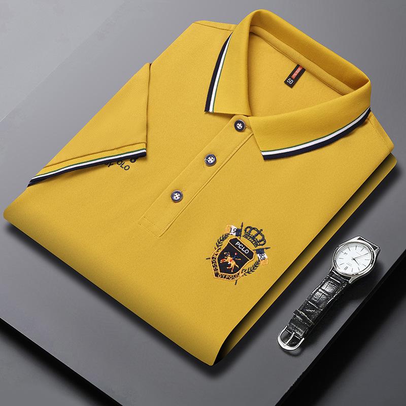 

Мужская популярная рубашка поло с короткими рукавами и вышивкой, мужская летняя свободная повседневная футболка с воротником поло XXXXL