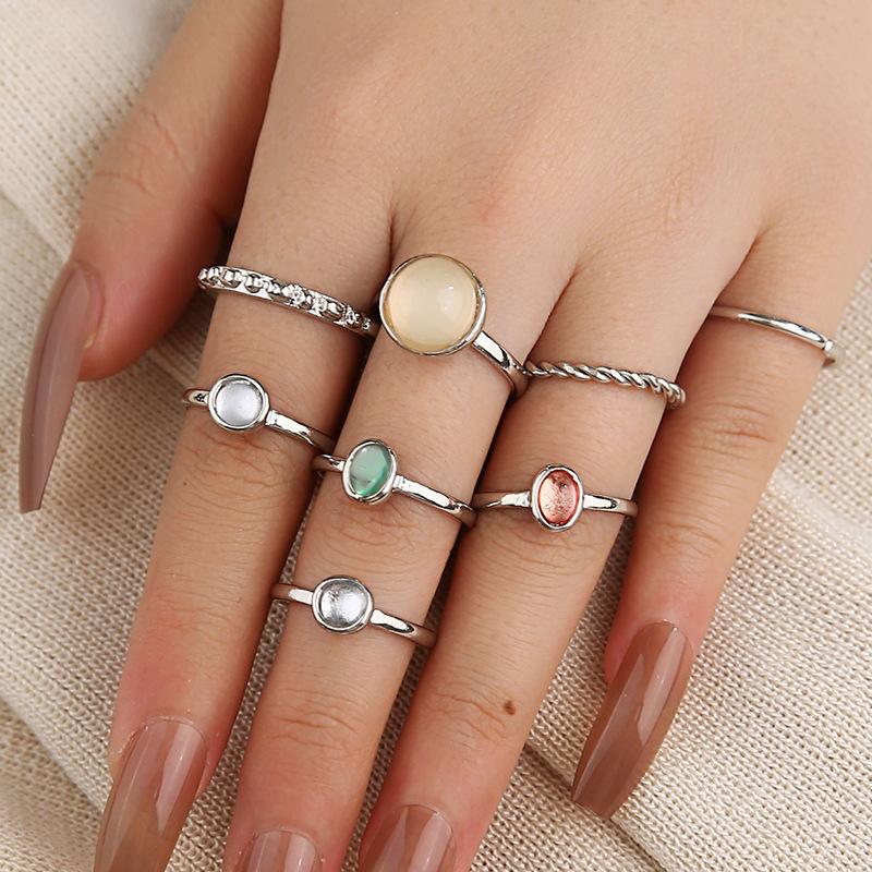 7Pcs/Set Irregular Geometric Metal Rings for Men Women Temperament Simplicity Gold Color Opening Rings Party Jewelry Accessories