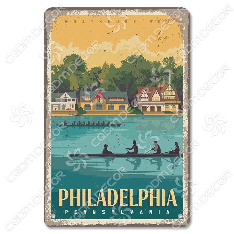 Scenografia della Capitale Insegna di Latta Piastra di Metallo Canada Messico Grecia Dubai Poster in Metallo Decorazione Murale Vintage per Caffè Soggiorno Casa