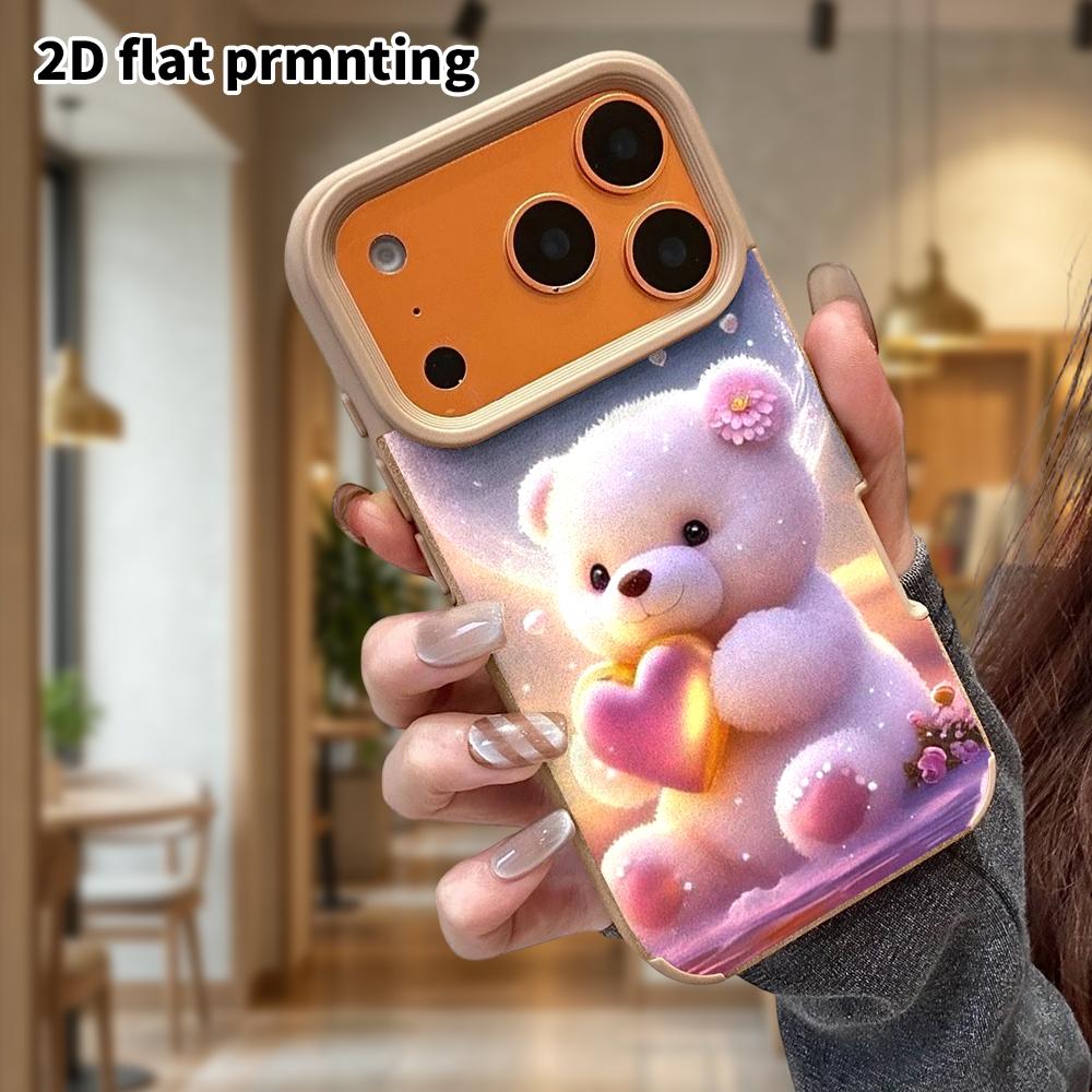 Phone Case: Lambskin 2D Flat Samsung Galaxy A34 A35 M05 M06 S20 S22 S21 FE Plus 5G Protective Case, Heart Bear, Christmas and Halloween Gifts