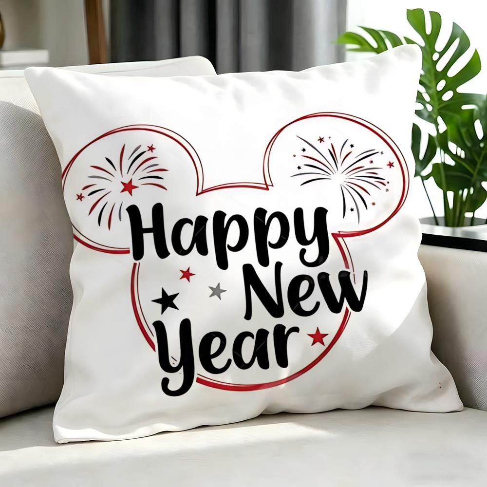 Holiday New Year'S Day Cushion Cover Cushion Cover Set 4Pcs 50X50 45X45 40X40 Pillowcase Decorative Sofa Home Decor